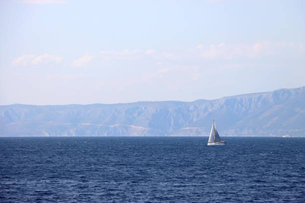 Sailing boat and beautiful Adriatic sea landscape in Croatia.
