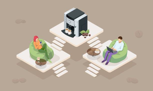 ilustrações de stock, clip art, desenhos animados e ícones de basic rgb - office isometric built structure portion