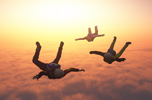 The group of athletes paratroopers.3d render