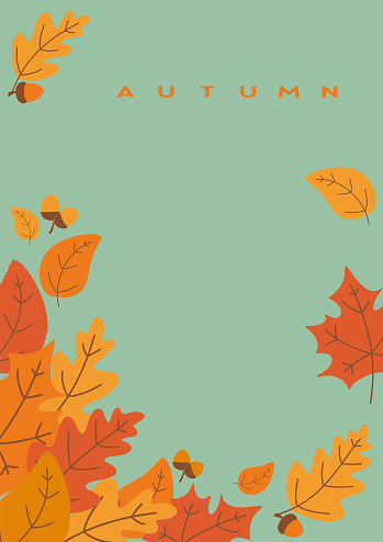 istock Multicolored autumn leaves and acorns 1421252766