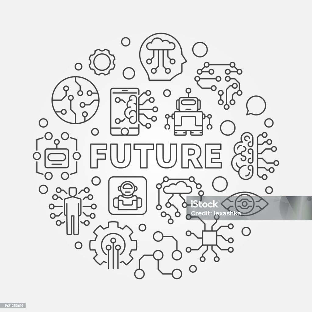 Future Life Vector Future Round Vector Concept Illustration In Thin Line Style Stock ...