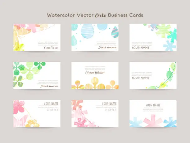 Vector illustration of Hand drawn vector business card templates