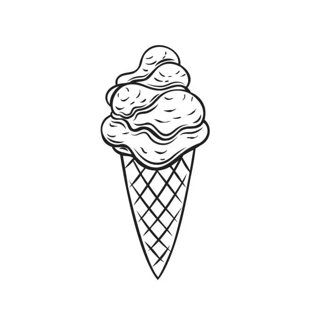 Vector illustration of Dondurma, Turkish ice cream in cone line icon, summer sugar dessert to taste in Turkey