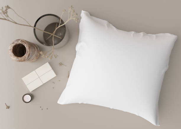 istock White square pillow mock up. Blank pillow template for your design presentation. Top view, close-up. 3D rendering. 1421268960