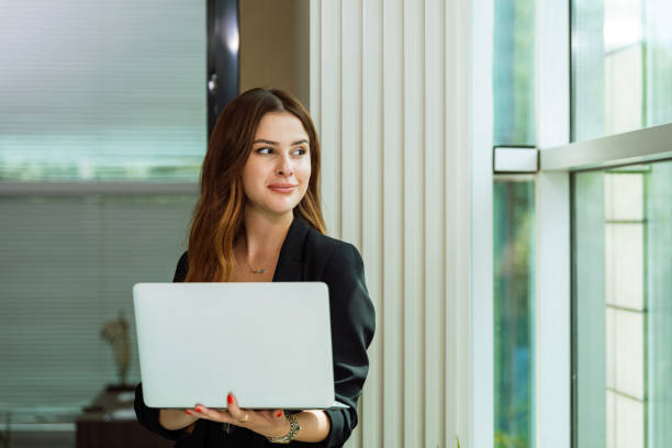 empresária profissional trabalhando com seu laptop - economist - fotografias e filmes do acervo