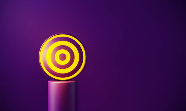 istock Yellow Target Glowing Before Purple Background 1421278491
