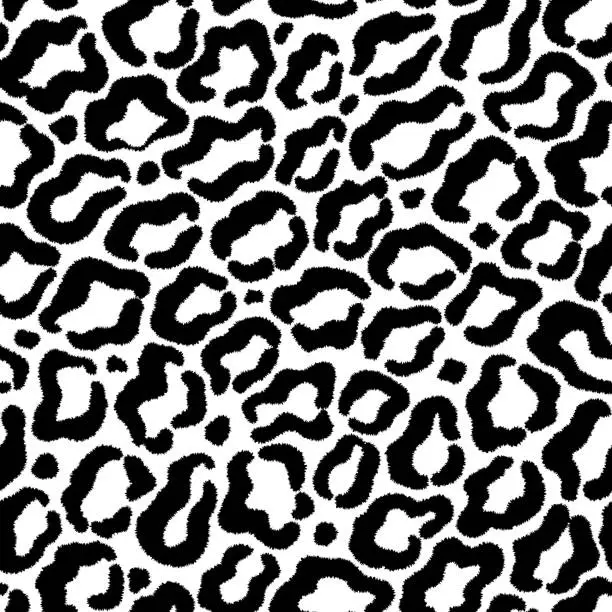 Vector illustration of Black and white leopard fur pattern