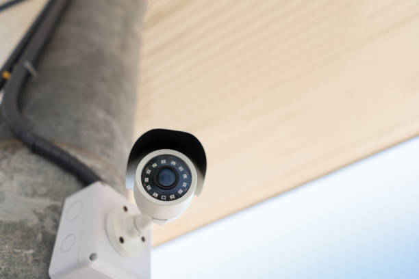 istock Outdoor CCTV watching camera for security and safety home from thief. 1421279072