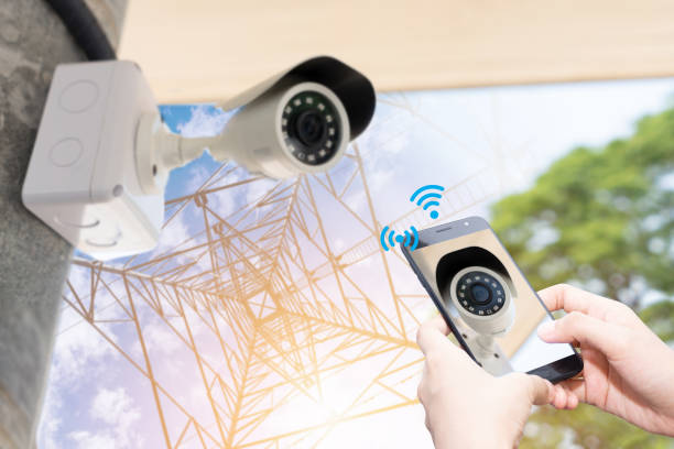 istock Outdoor CCTV watching camera for security and safety home from thief. 1421279093