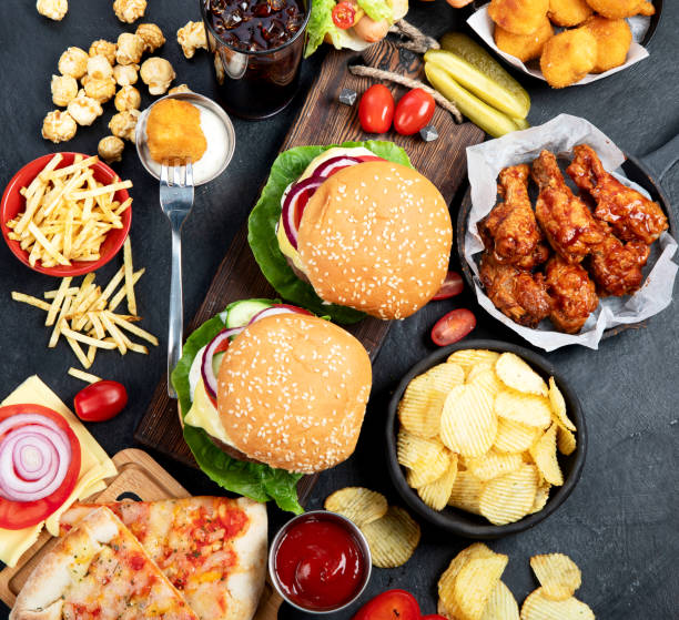 istock Various fast food products and drinks. 1421280594