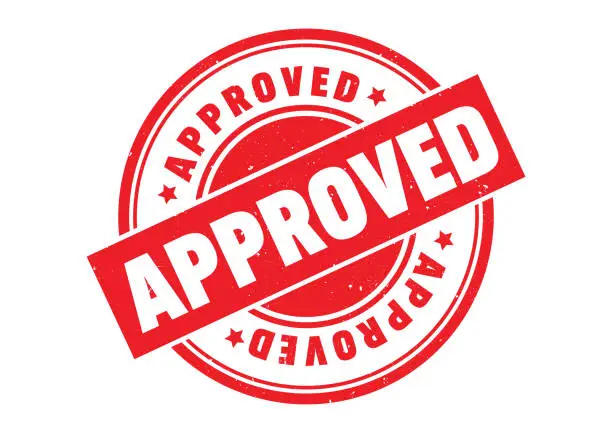 Vector illustration of Red Approved Stamp