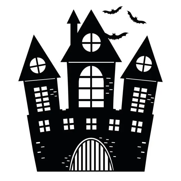 Vector illustration of Gloomy Castle for Halloween, Color isolated Vector illustration of kawaii cartoon.