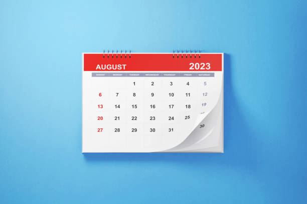 istock 2023 August Calendar On Blue Background 1421285410