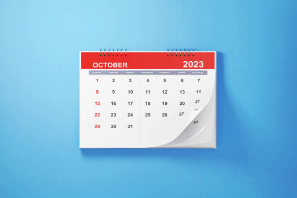 istock 2023 October Calendar On Blue Background 1421285701