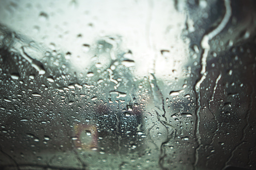 Raindrop falling in rainy season / Bangkok - stock video