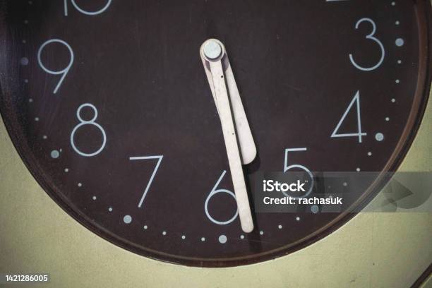Round Wall Clock Showing 1727 Stock Photo Stock Photo - Download Image Now - Occupation, Time Clock, Working