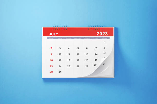 istock 2023 July Calendar On Blue Background 1421287091