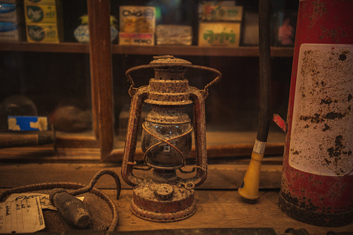 Old oil lamp - stock photo