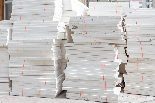 Stack of polystyrene boards