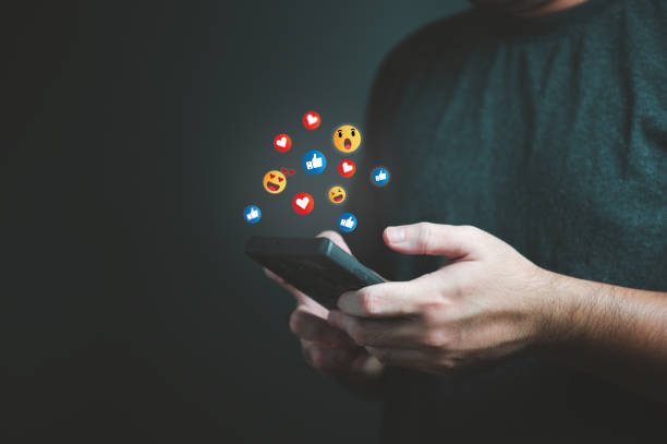 istock Man using smartphone and chatting in social media app. Social gathering technology and digital online marketing concept. Social distancing and working from home theme. Global communication phone 1421294161