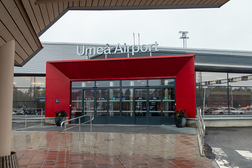 Umea, Sweden Aug 21, 2022 The entrance to the Umea airport.