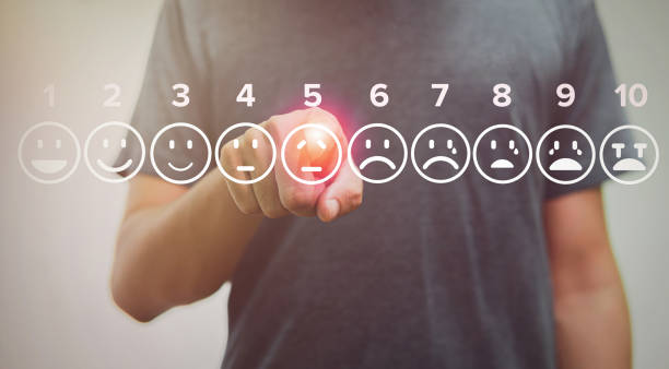 istock man touching sad of pain scale icons virtual screen interface 1421297817