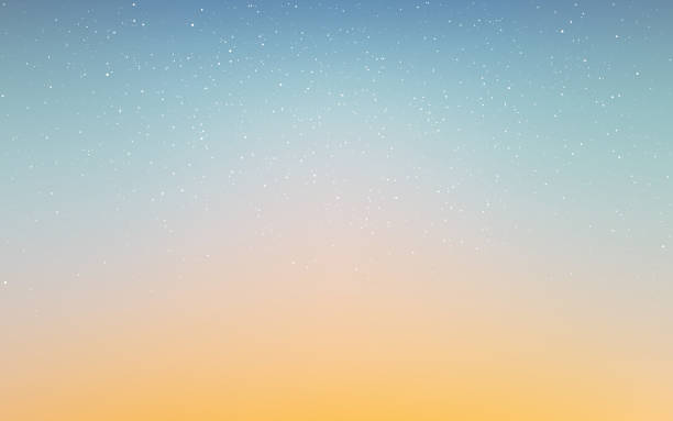 ilustrações, clipart, desenhos animados e ícones de céu sunset. luz da noite com estrelas. gradiente de céu amarelo e azul. fundo desfocado abstrato. luz solar realista para pôster, banner ou web. ilustração vetorial - dusk