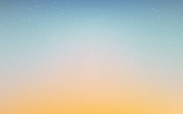 закатное небо. вечерний свет со звездами. желтый и синий градиент неба. абстрактный размытый фон. реалистичный солнечный свет для плаката, б - вечерние сумерки stock illustrations
