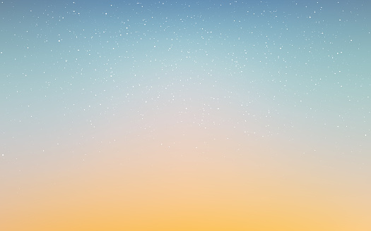 Sunset sky. Evening light with stars. Yellow and blue sky gradient. Abstract blurred background. Realistic sunlight for poster, banner or web. Vector illustration.