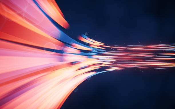 istock Flowing curves with glowing neon lines, 3d rendering. 1421299397