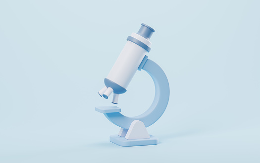 3D cartoon style microscope, 3d rendering. Computer digital drawing.