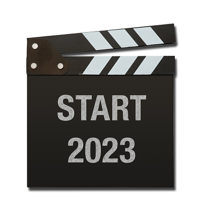 New year 2023 resolution start clapboard