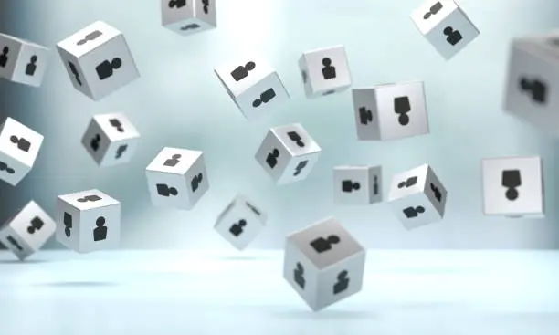 Photo of Human icon on the cube shape dice