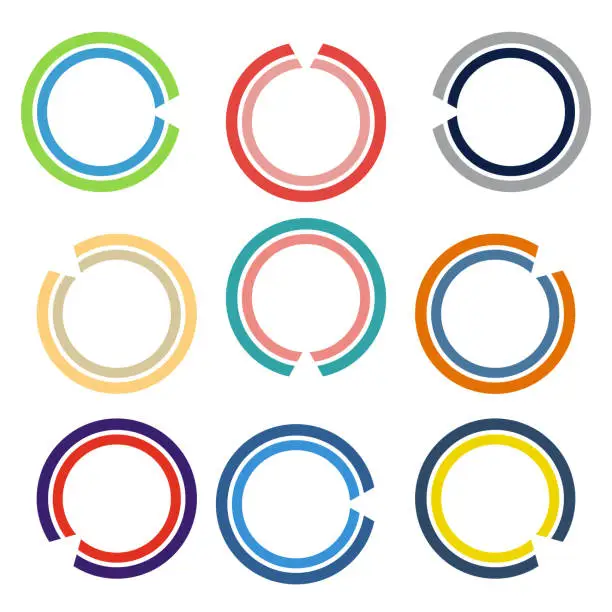 Vector illustration of Vector colors ring circles symbol collection set for design