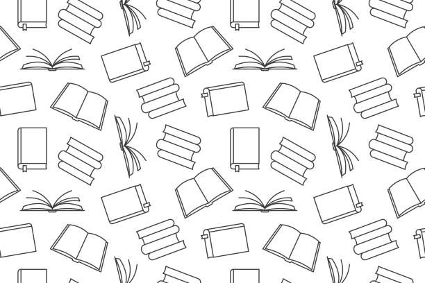 ilustrações de stock, clip art, desenhos animados e ícones de seamless pattern with books, education, bookstore, library concept - background book