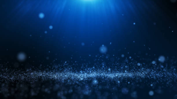 istock Glitter light blue particles stage and light shine abstract background. Flickering particles with bokeh effect. 1421304199