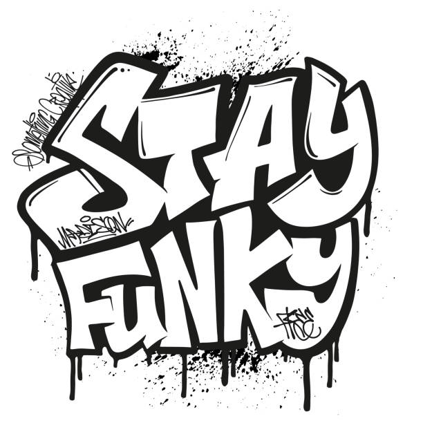 アート・デザイン・音楽 SWIFTY FUNKY TYPO GRAFIX Stay Funky Graffiti Print Design Street Style Type Stock