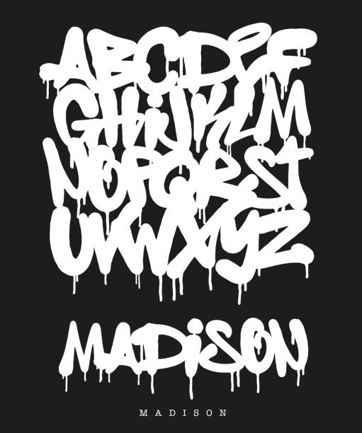 street graffiti tag font, odręczna ilustracja wektorowa typografia - typesetter stock illustrations