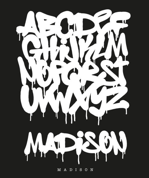 шрифт street graffiti tag, рукописная векторная иллюстрация типографики - граффити stock illustrations