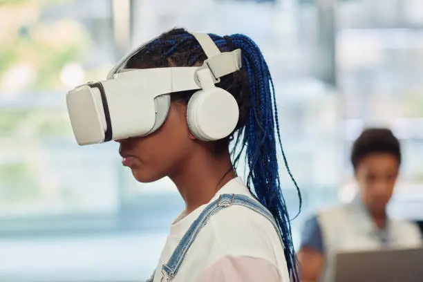 Photo of Girl Wearing VR Side View