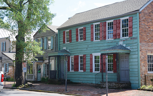 Savannah, Georgia, USA - May/08/2015: old-fashioned homes in historic district.