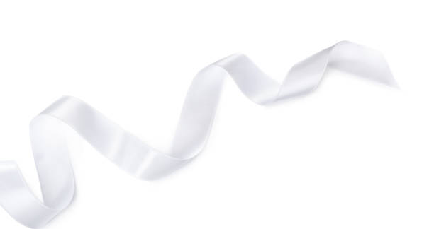 istock Satin ribbon on white background, top view 1421313788