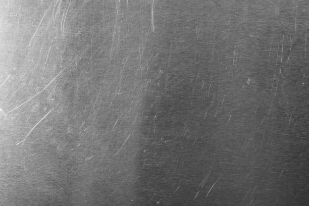 배경으로 긁힌 자국이있는 오래된 금속 표면, 클로즈업 - stainless steel 뉴스 사진 이미지