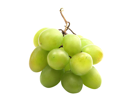 Small bunch of green grapes isolated on white background