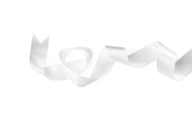 istock Satin ribbon on white background, top view 1421314119