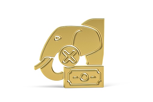Golden 3d poaching icon isolated on white background - 3d render