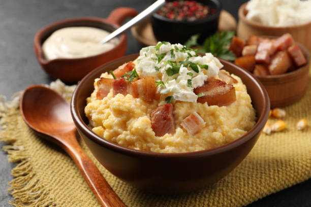 istock Delicious traditional Ukrainian banosh served on table 1421315670