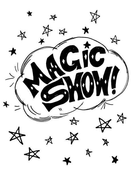 Cute Doodle Style Magic Show A cute doodle style design element of a magic show cloud and stars. magic show stock illustrations