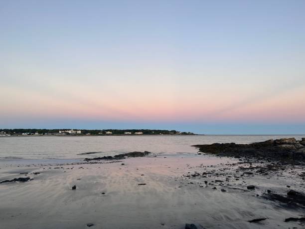 Kennebunk Beach, Maine At Blue Hour Blue Hour at Kennebunk Beach in Maine maine landscape new england sunset stock pictures, royalty-free photos & images