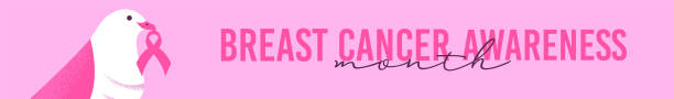 świadomość raka piersi różowy wstążka ptak banner - beast cancer awareness month stock illustrations